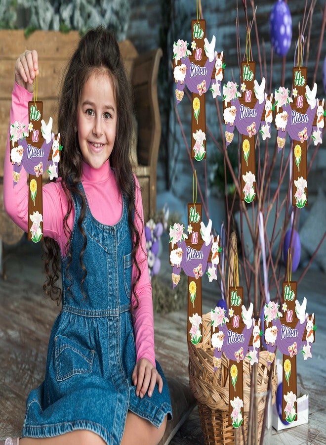 80UncleKimby 36PCS Easter Crafts for Kids He is Risen Make Your Own Jesus Resurrection Cross Hanging Decorations Classroom Activity Church Party Decor Gifts（Purple） - Image 2